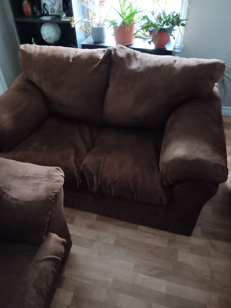 Brown Microfiber Sofa Set