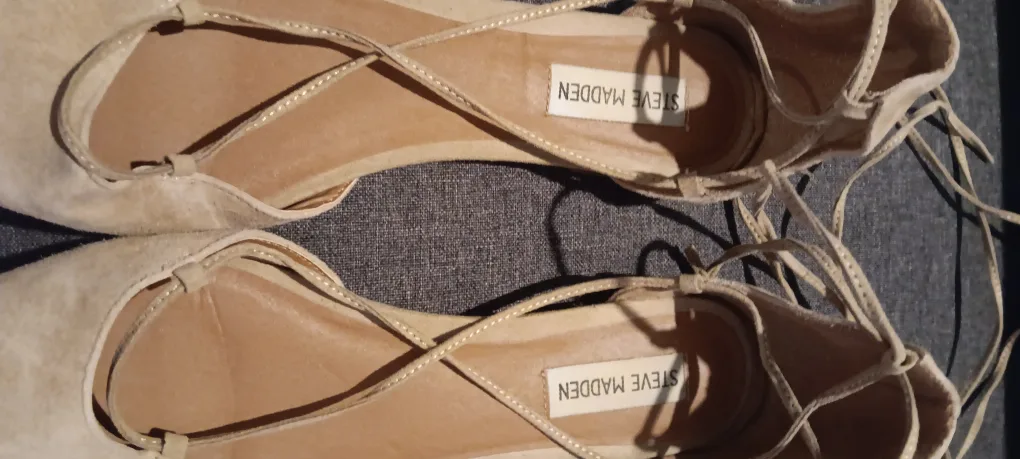 Steve Madden Tan Suede Lace Up Flats image indicator(6)