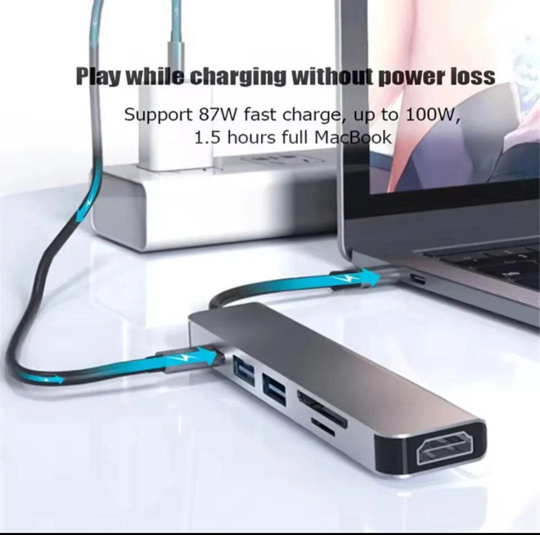 USB C HUB 4K Type C to HDMI-compatible.TF SD Multi Converter image indicator(3)