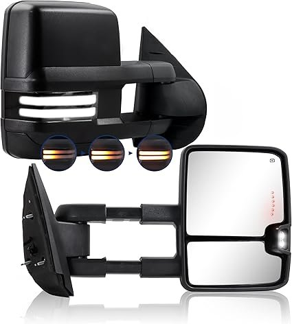 Tow Mirror Set with LED Lights for Trucks