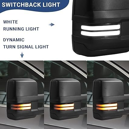 Tow Mirror Set with LED Lights for Trucks - photo 2