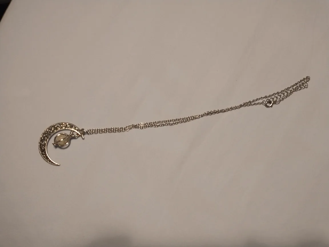 Silver moon glow in the dark gem necklace image indicator(6)