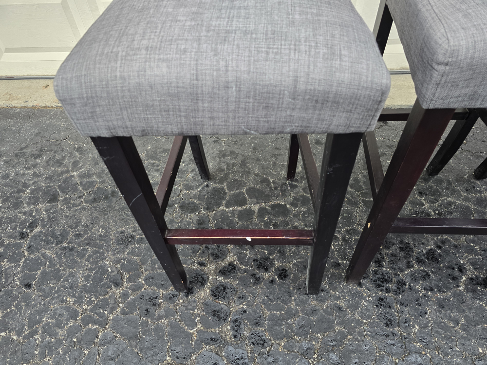 Three Grey Fabric Bar Stools - photo 2