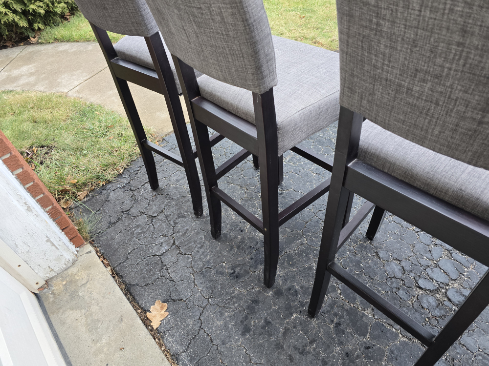 Three Grey Fabric Bar Stools - photo 4