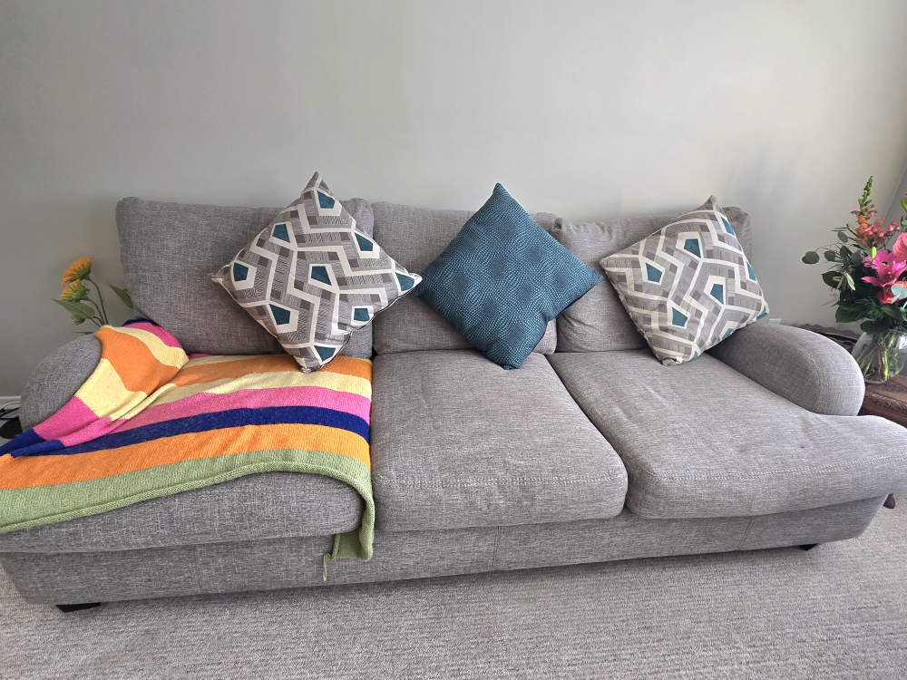 Grey Fabric Sofa Set - Loveseat and Armchair