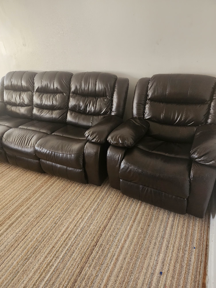 Brown Leather Reclining Sectional Sofa - photo 5