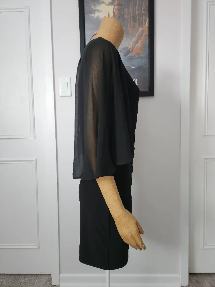 Chaps Black Chiffon Overlay Dress image indicator(4)