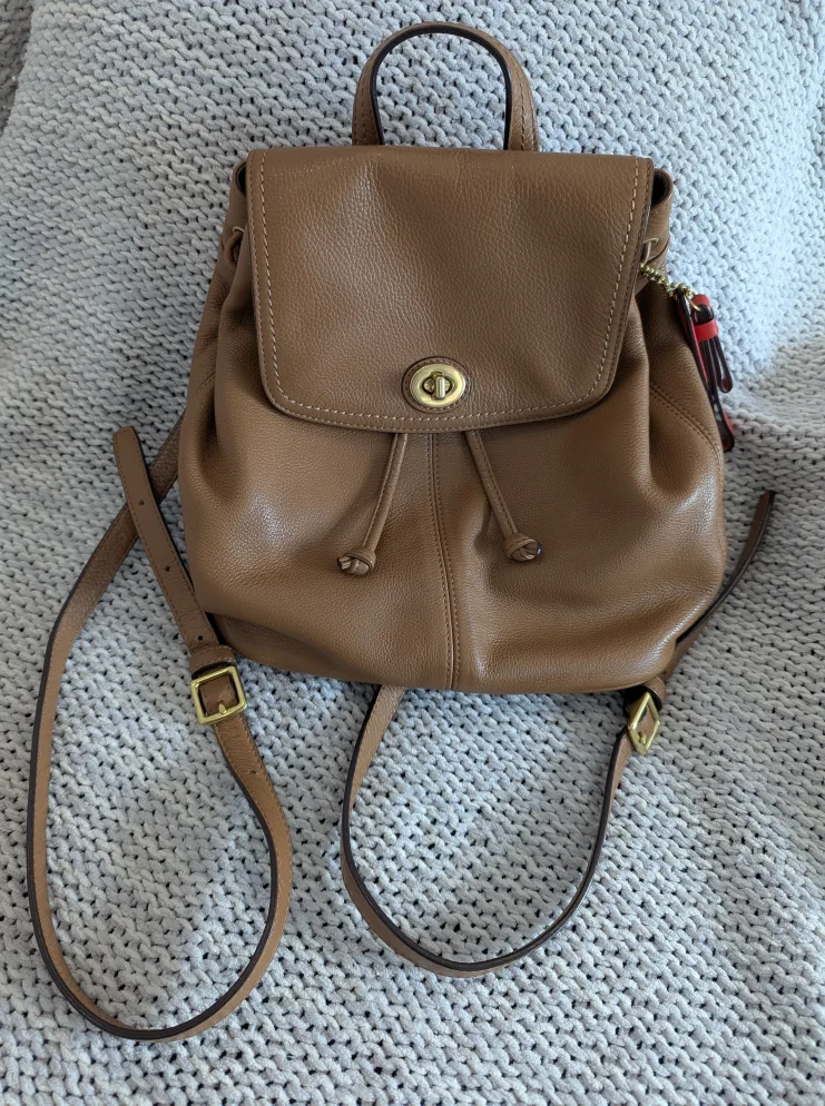 Coach Leather Backpack - Tan