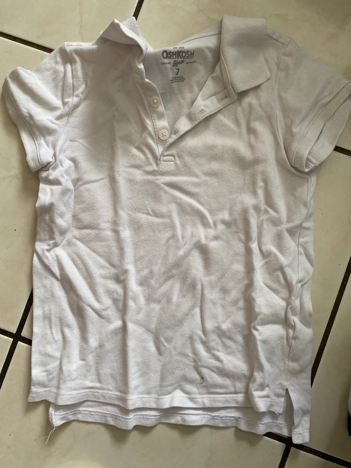 Oshkosh B'gosh Girl's Size 7 White Polo Shirt and Navy Joggers image indicator(2)