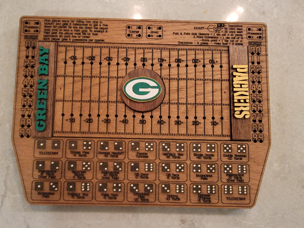 Customizable Laser Cut Wooden Football Dice Games