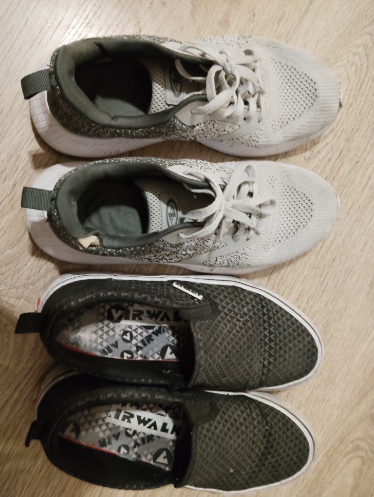 Pair of Airwalk slip-on shoes and a pair of running shoes