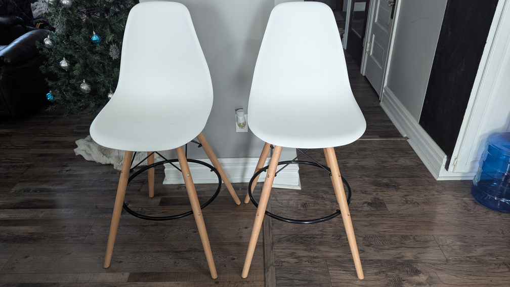 Set of 2 White Counter Stools
