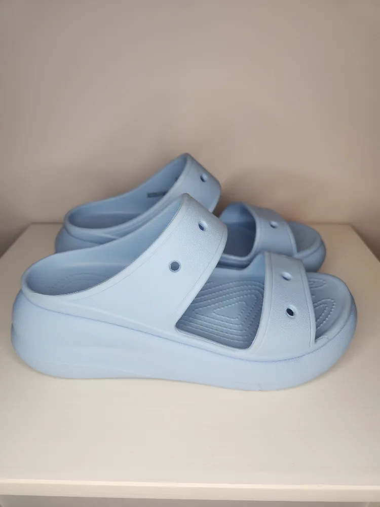 Crocs Light Blue Platform Sandals Size W9 image indicator(3)