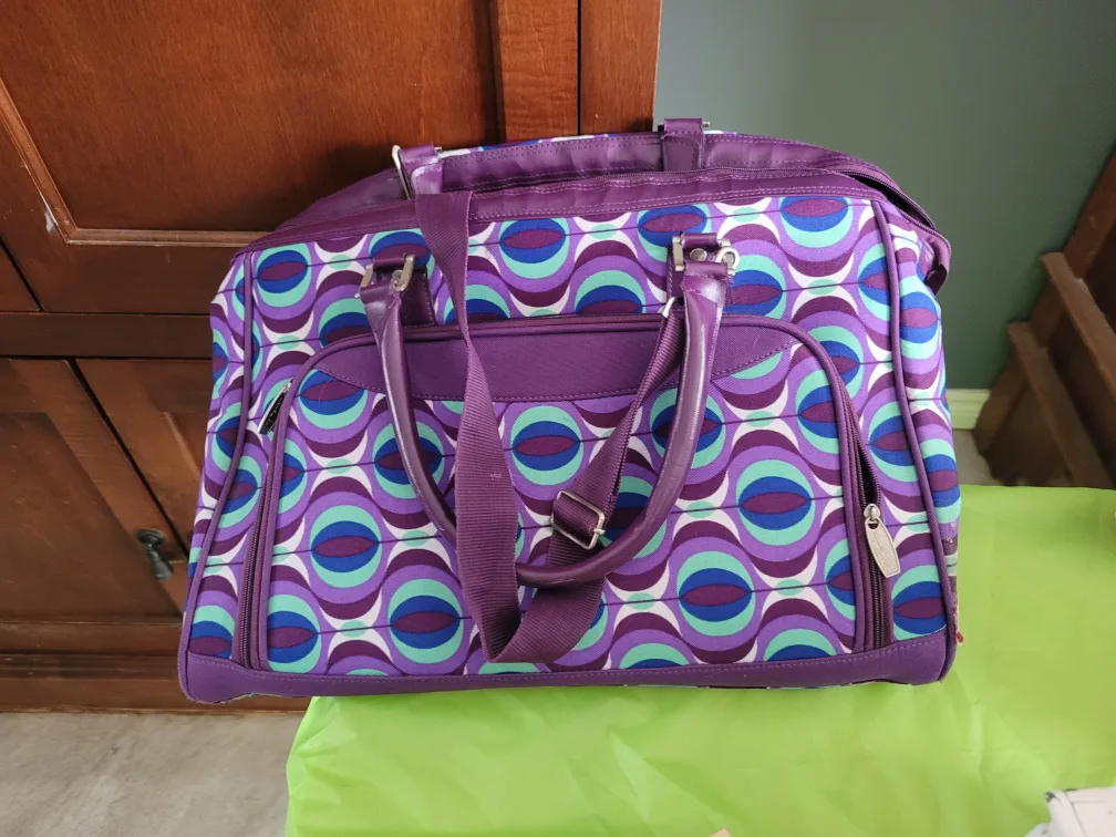 Purple Retro-Patterned Carry-On Travel Bag thumbnail