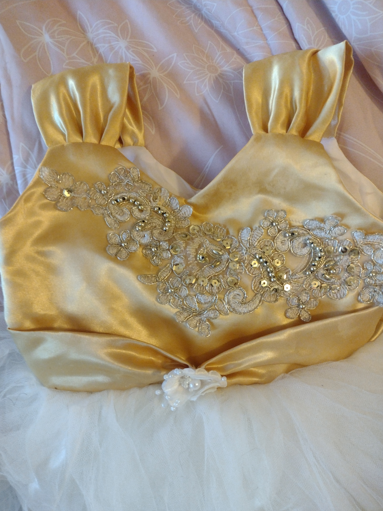 Adorable Gold and White Flower Girl Dress - photo 2