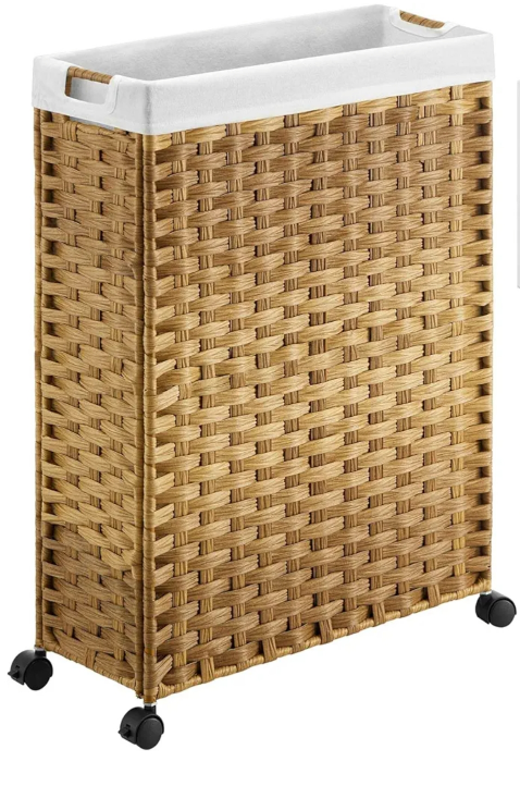 Large Wicker Laundry Hamper with Removable Liner and Wheels