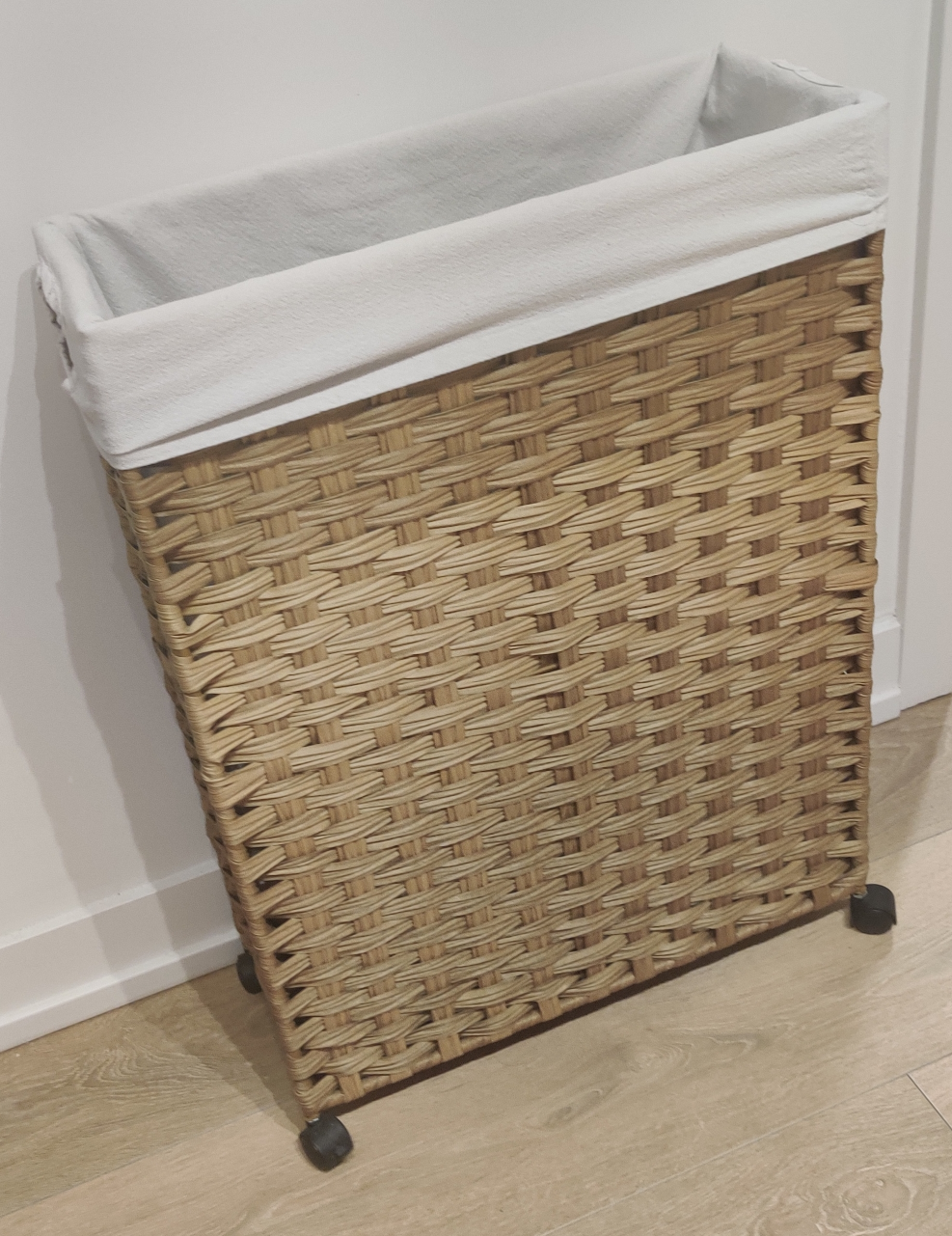 Large Wicker Laundry Hamper with Removable Liner and Wheels - photo 5