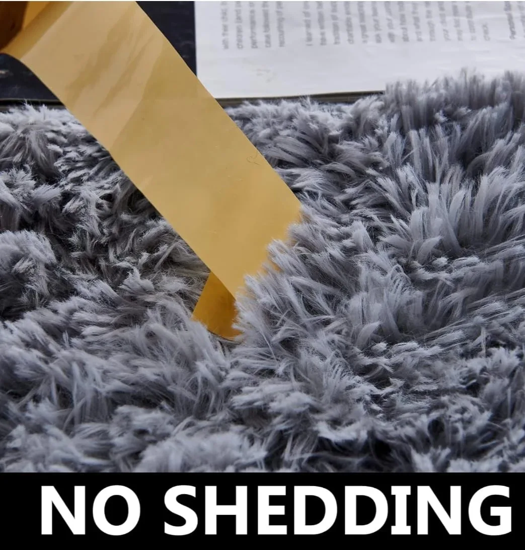 Fluffy Grey Round Rug - 1.7 inches Thick, Non-Slip Backing image indicator(3)