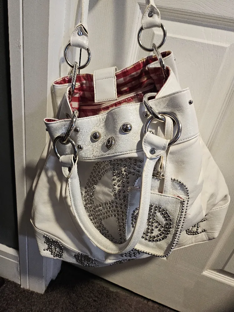 White Peace Sign Shoulder Bag thumbnail