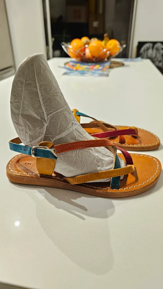 Kid's Leather Sandals - Multicoloured thumbnail