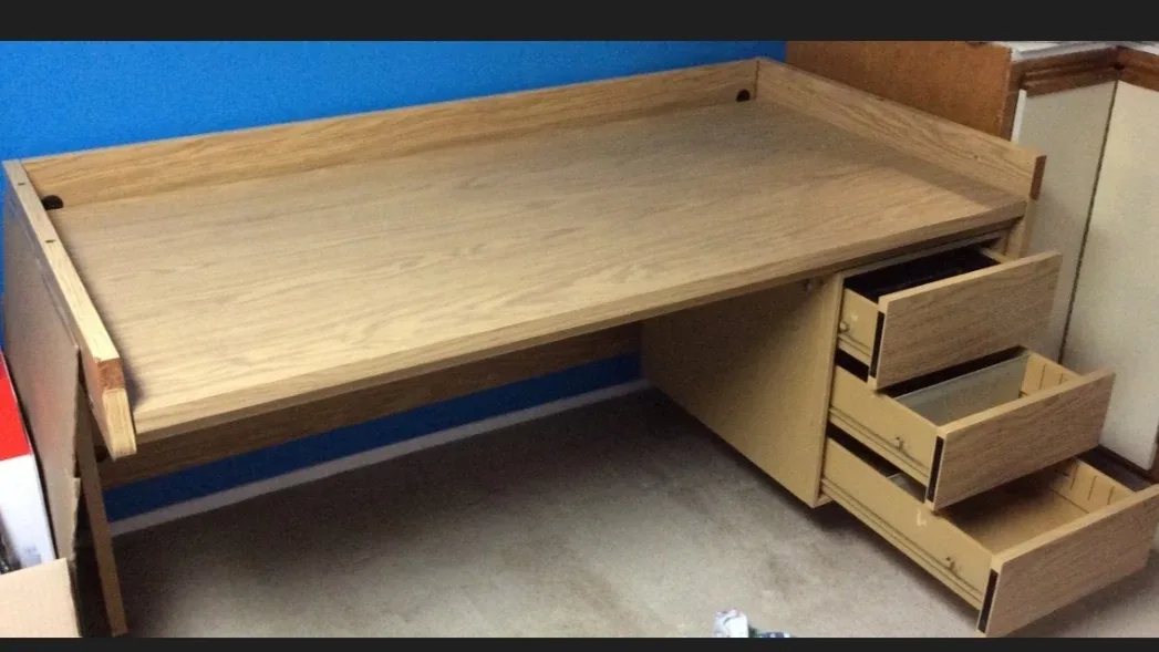 Large Wooden Desk with 3 Drawers thumbnail