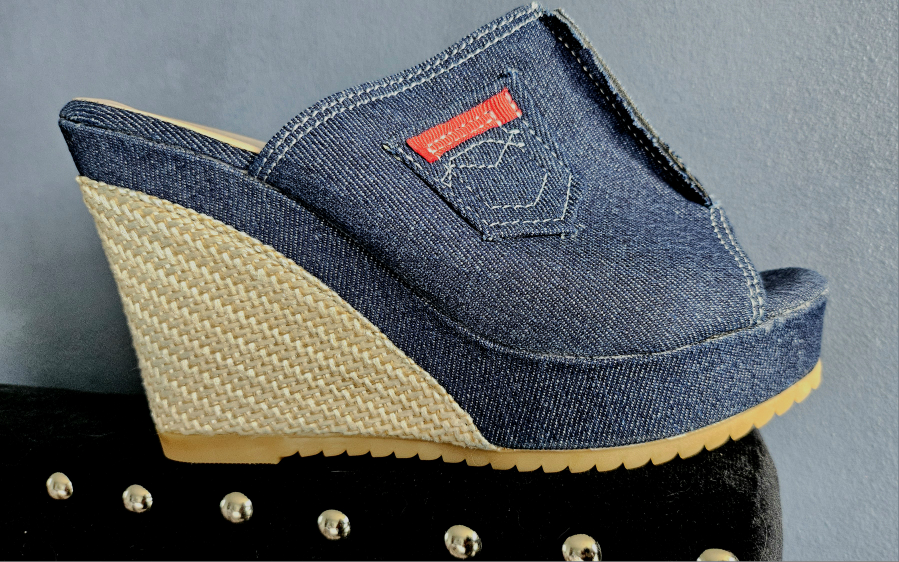 Women's Denim Wedge Sandals - photo 4