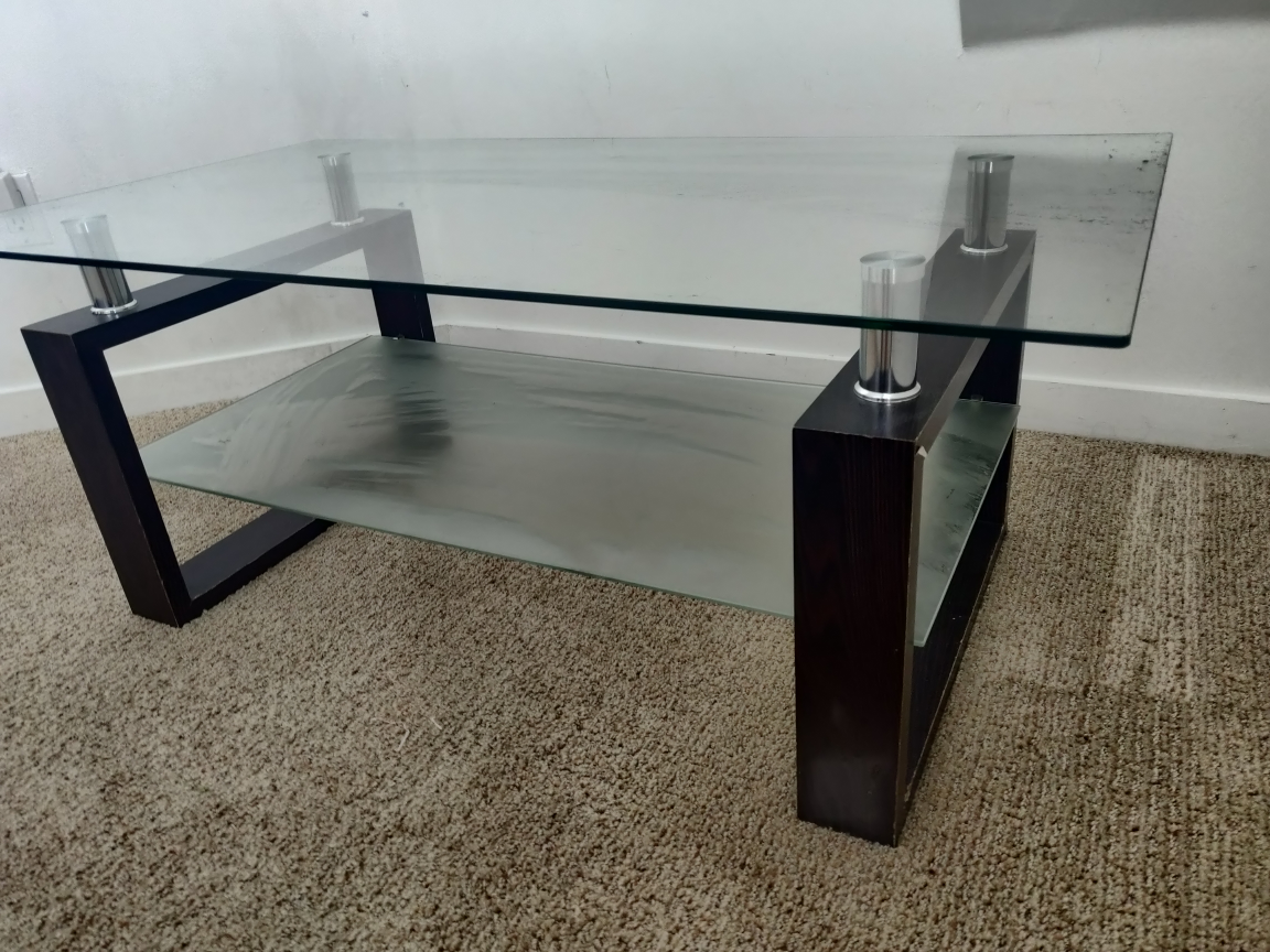 Glass Coffee Table with Shelf