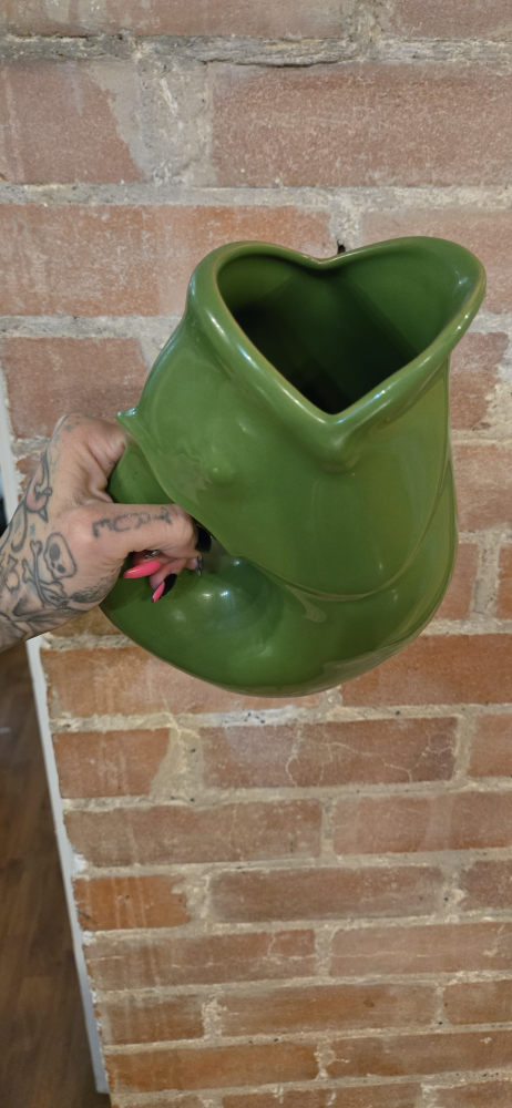 Vintage Green Ceramic Pitcher - photo 2