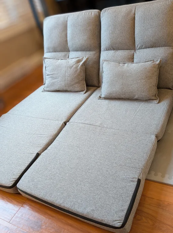 Triple Fold Down Flip Convertible Sleeper Couch - Grey image indicator(6)