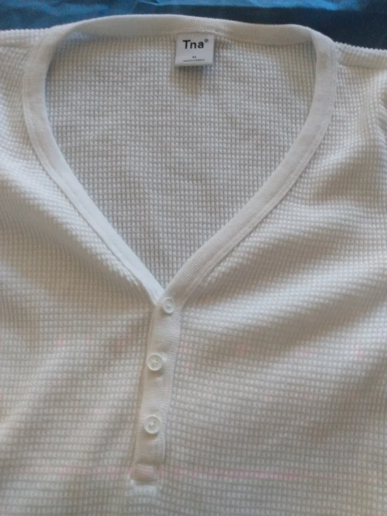 TNA Aritzia Waffle Knit Top - White - Size Medium image indicator(2)