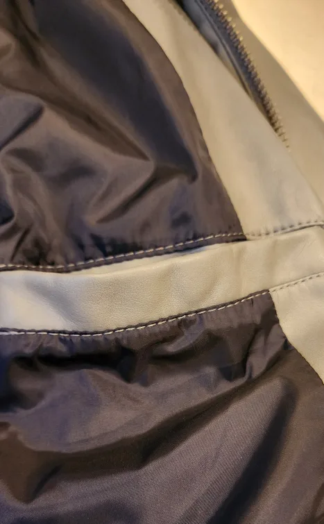 Zara Man Grey Leather(poliester) Bomber Jacket - Size L image indicator(7)