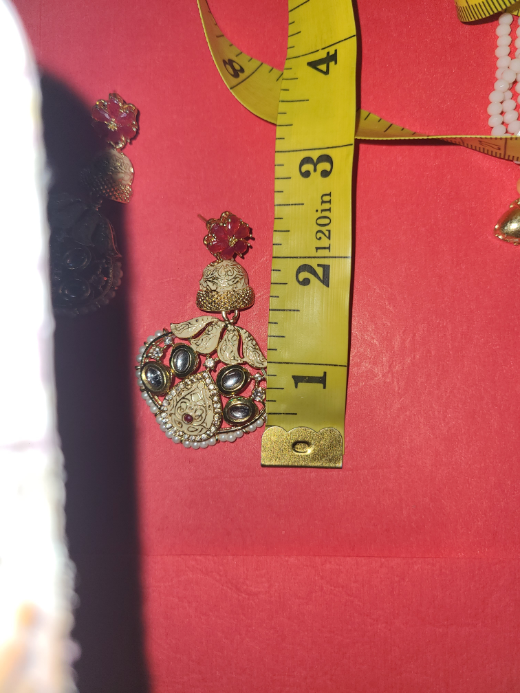 Beautiful Kundan Pearl Necklace Set - photo 5