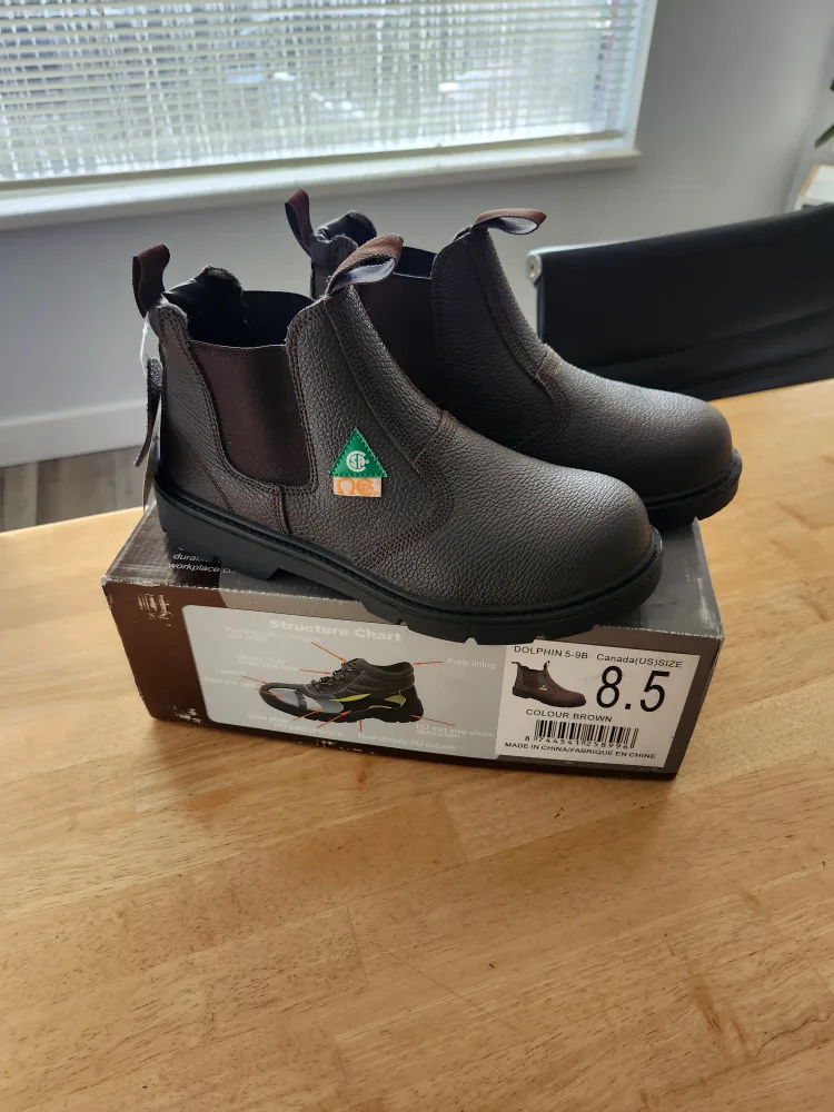 Women's Size 8.5 Brown Leather Dolphin Safety Boots