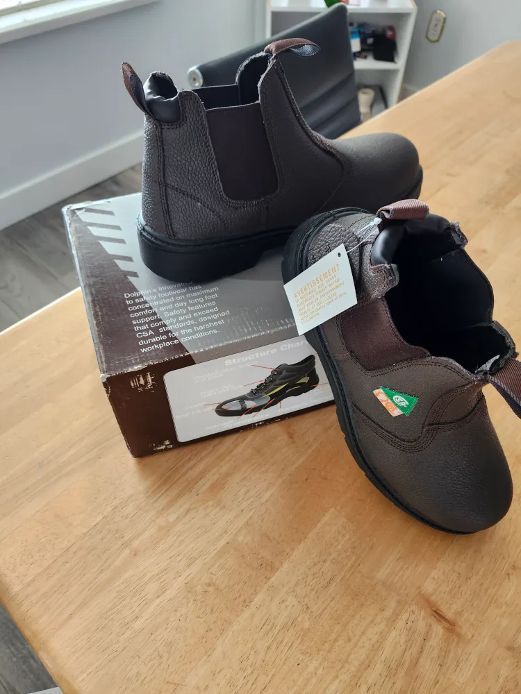 Women's Size 8.5 Brown Leather Dolphin Safety Boots image indicator(2)