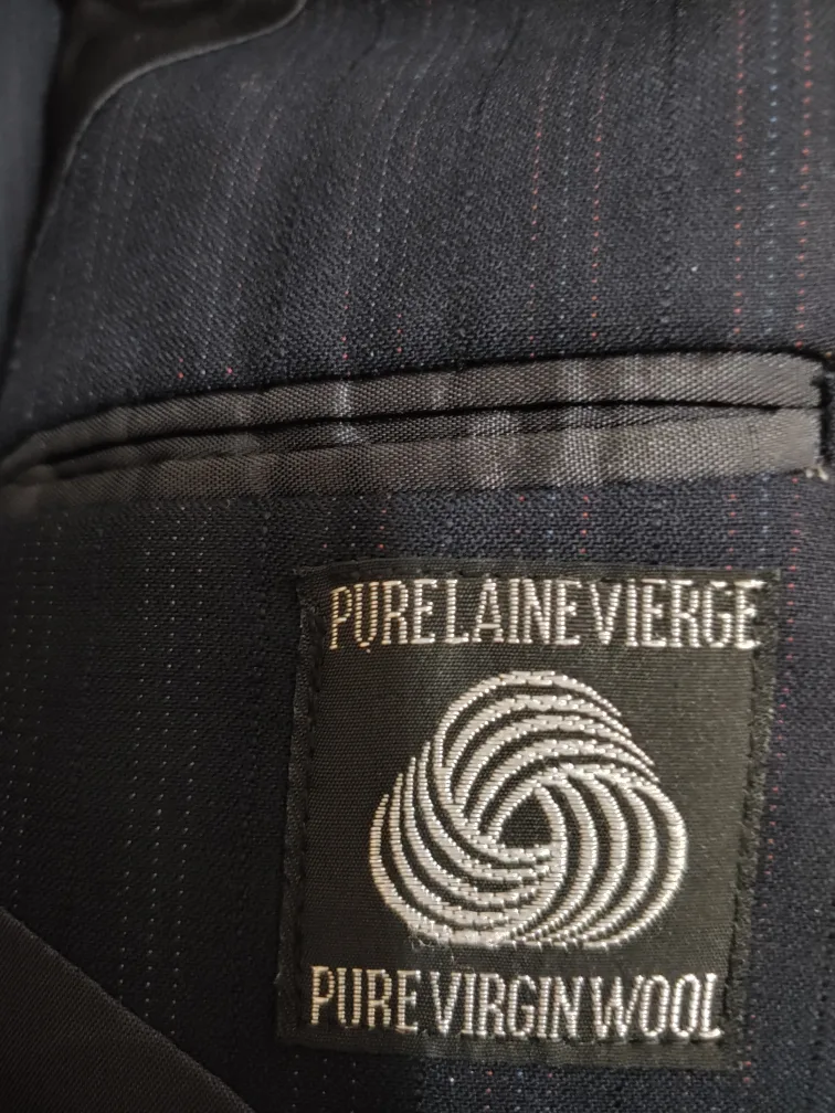 OGGA UOMO Men's Pure Virgin Wool Suit - Dark Navy Pinstripe I'm image indicator(2)