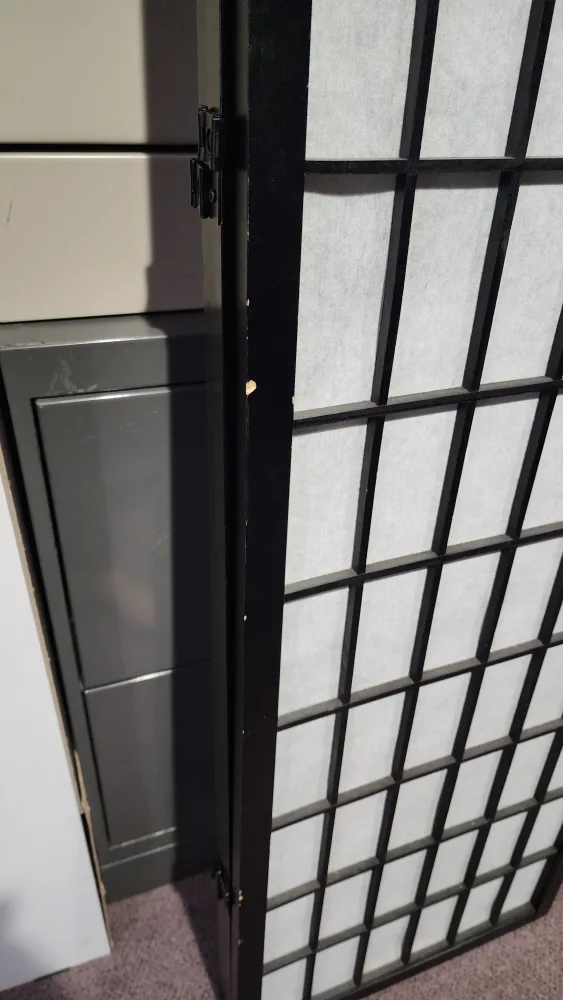 Black 3-Panel Room Divider Screen with Mirror image indicator(8)