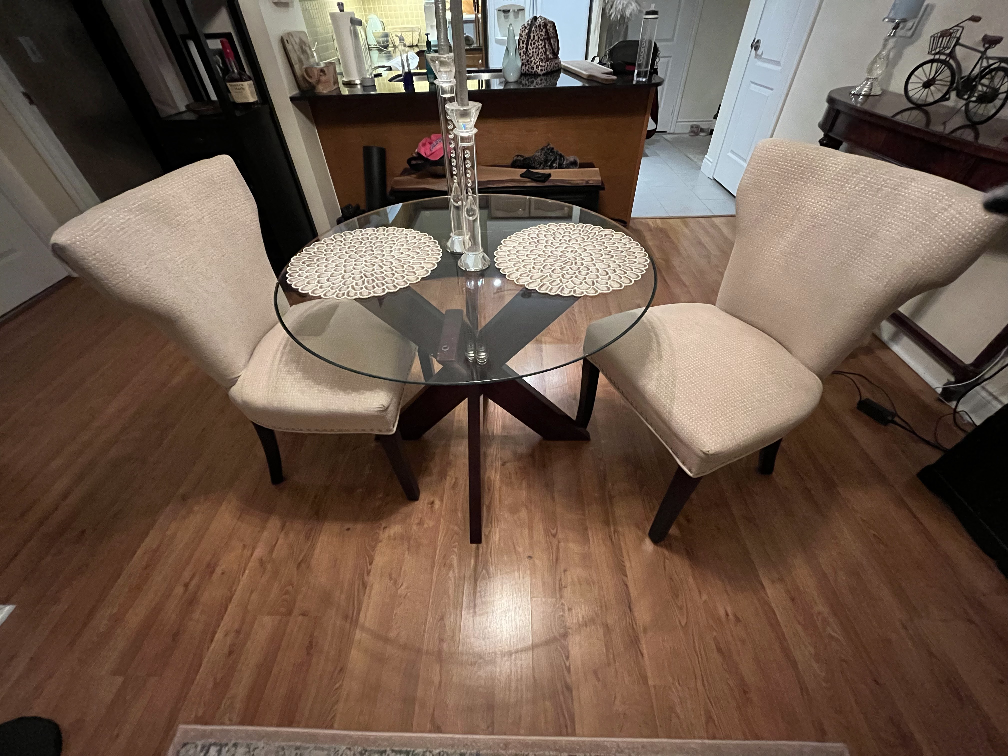 Glass-top Dining Table Set with Two Chairs