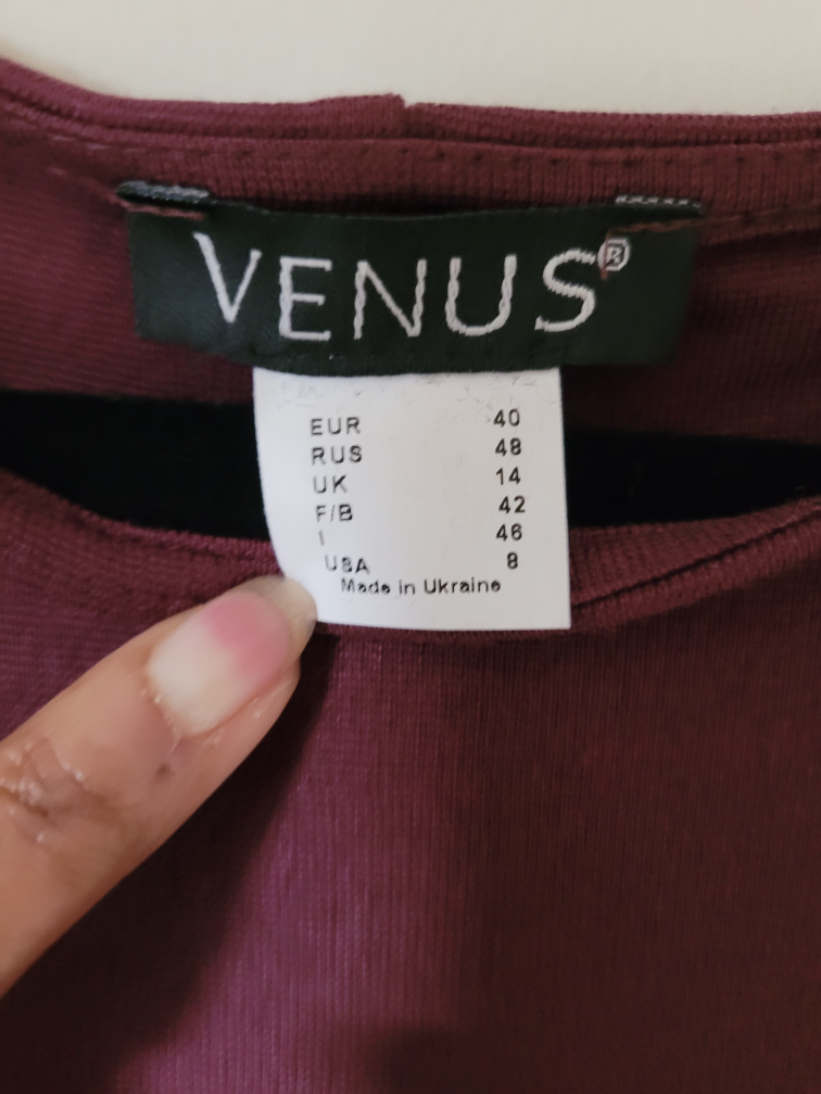 Burgundy Dress with Faux Leather Peplum Detail - photo 5