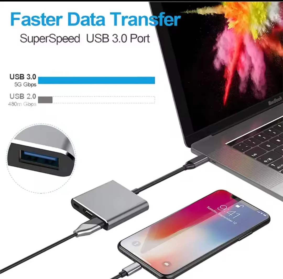 Nintendo Switch Dock. 3 in 1 Usb Hub USB C to HDMI-compatible image indicator(3)