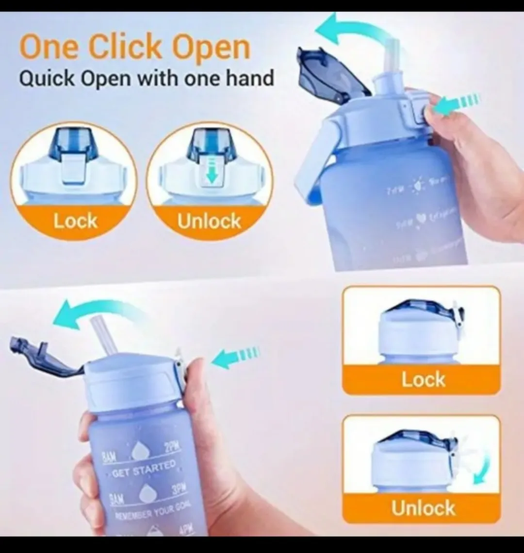 BNIB Set of 3 Motivational Water Bottles with Straws image indicator(4)