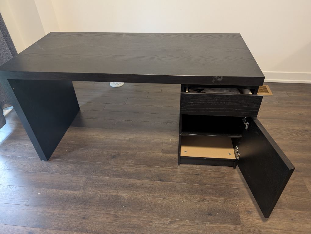 IKEA Black Desk with Drawer and Cabinet - photo 5