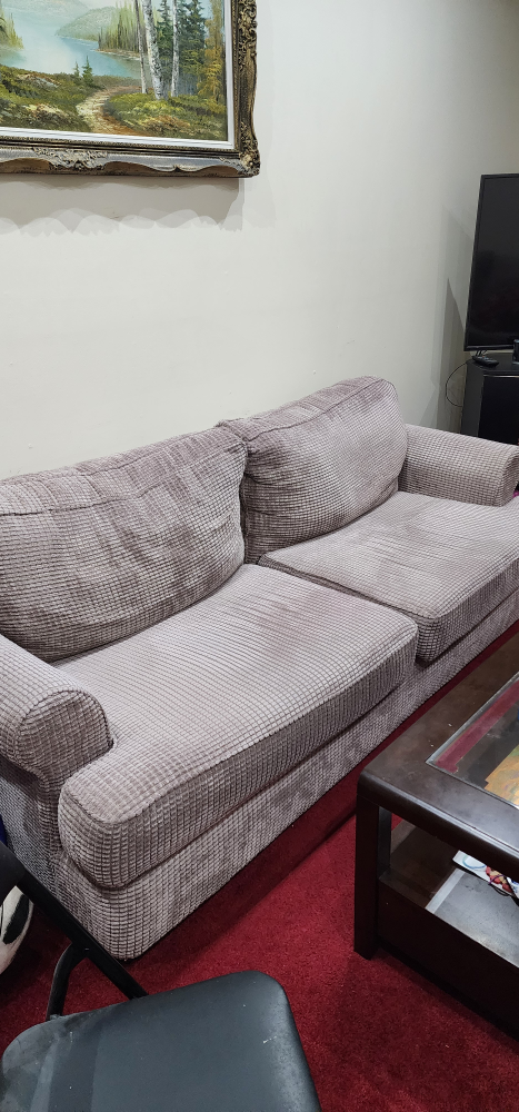 Grey corduroy sofa set
