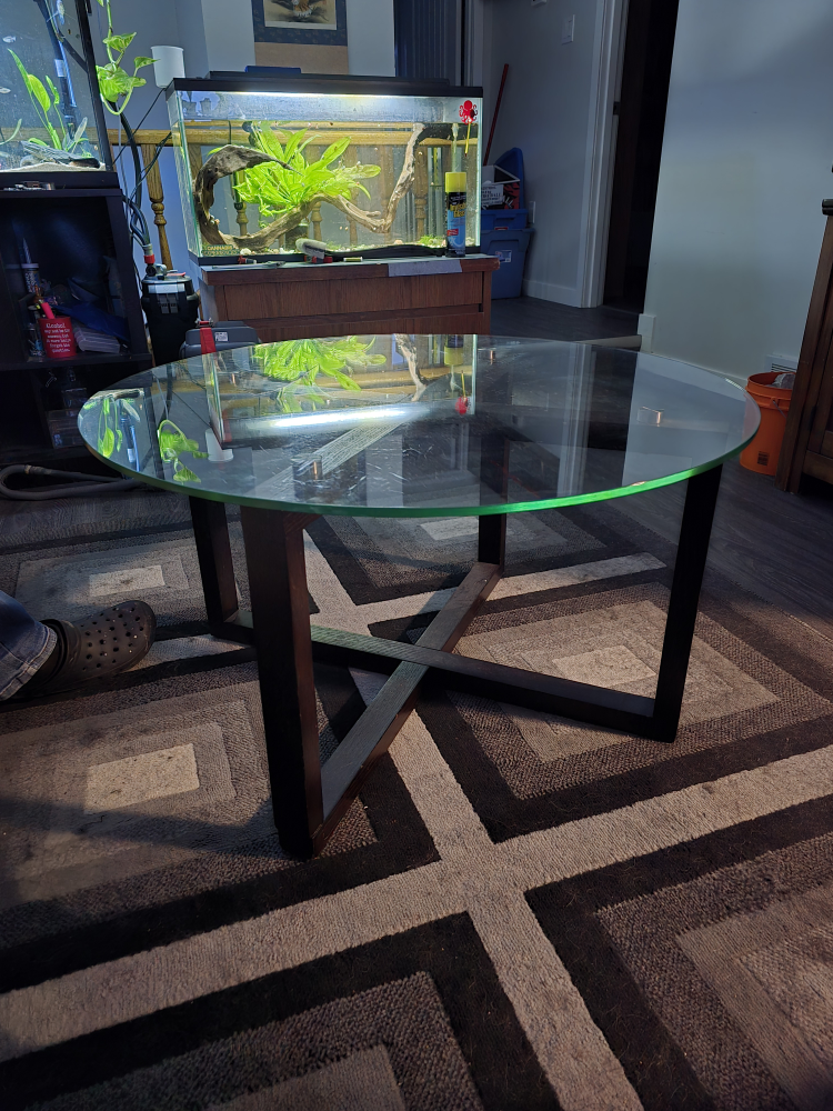 Round tempered glass coffee table