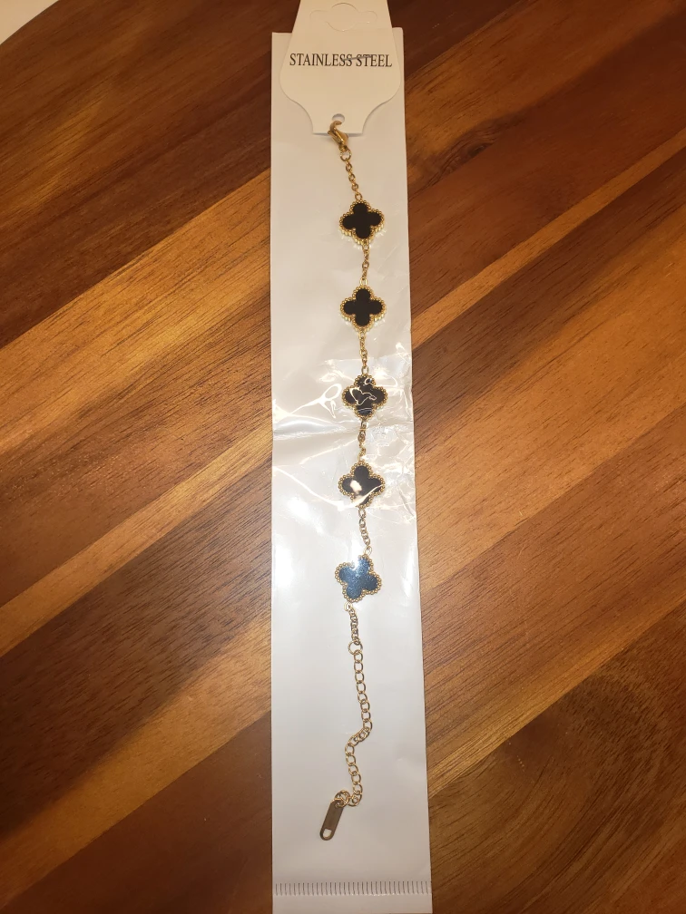 Black and Gold Clover Bracelet