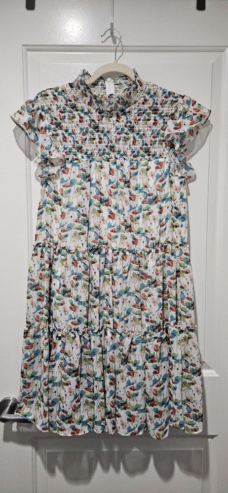 Maison Tara, Floral Smocked Mini Dress Size 8 - photo 4
