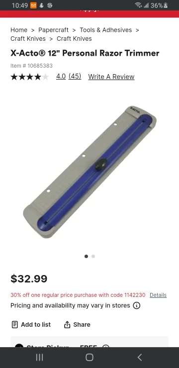 X-ACTO 12" Personal Razor Trimmer - photo 2