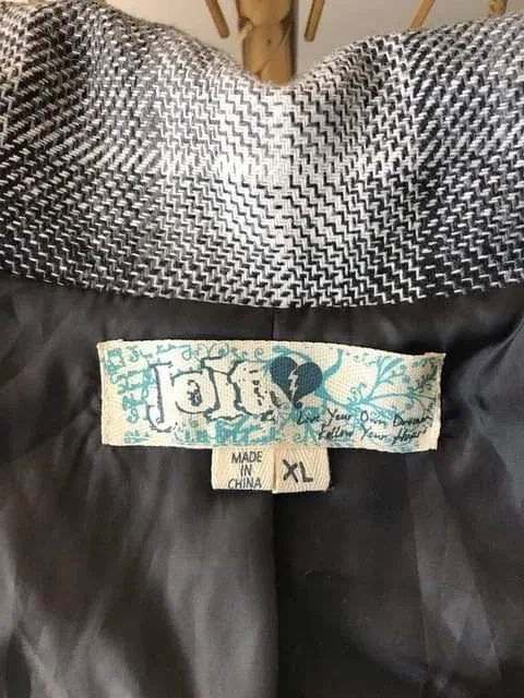 Women's Grey and Black Plaid Coat image indicator(8)