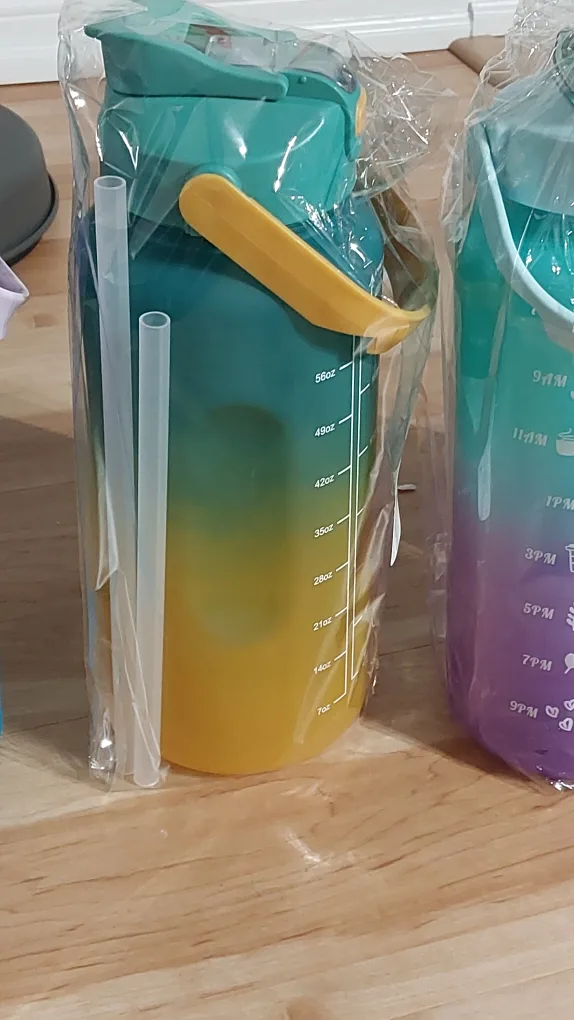 BNIB Set of 3 Motivational Water Bottles with Straws image indicator(6)