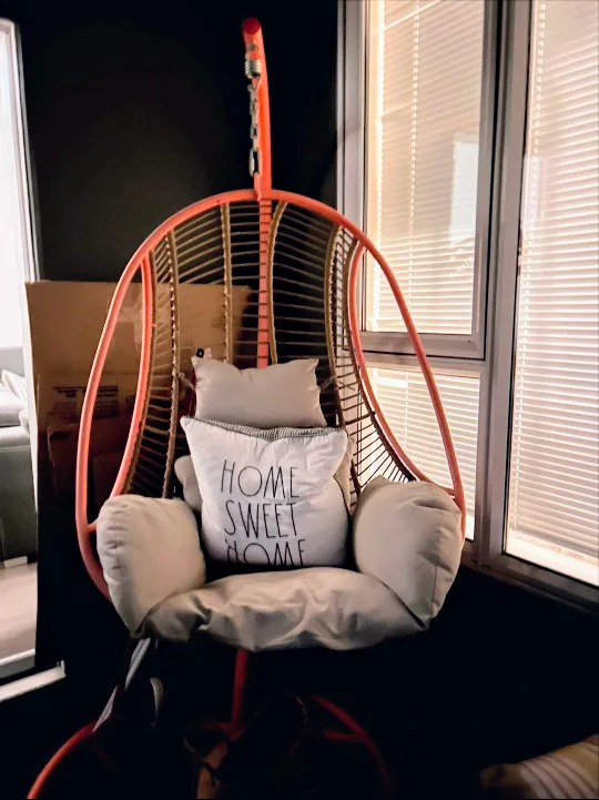 Hanging Rattan Chair with Coral Frame thumbnail