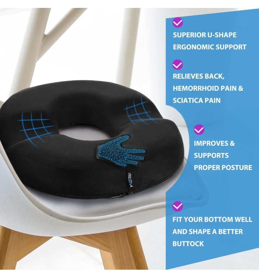 Non-Slip Donut Pillow for Tailbone Pain & Hemorrhoid Relief image indicator(4)